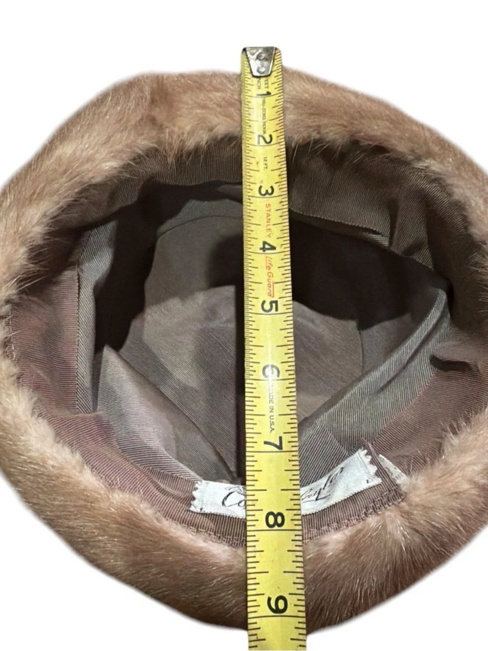 Vintage Lord & Taylor Genuine Mink Pillbox Hat with Julius Garfinckel & Co. box